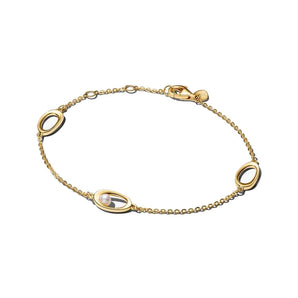 Bracciale Ovali Linea Sinuosa e Perla D'Acqua Dolce Coltivata (Misura 18 cm)