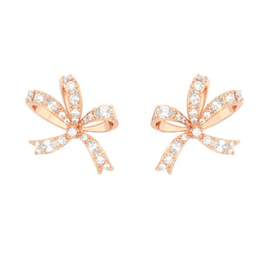 Orecchini Swarovski a lobo Volta Fiocco, Piccoli, Bianchi, Placcato color oro rosa