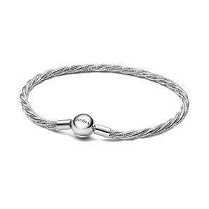 Bracciale Maglia Doppia Intrecciata con Chiusura a Sfera (Misura 18 Cm)