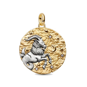 Charm Medallion XL Capricorno "Nihil Difficile Volenti"
Argento Sterling 925, Esclusiva lega metallica rifinita in Oro
