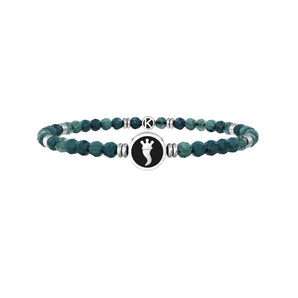Bracciale Kidult elastico uomo con agata verde e cornetto