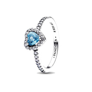 Anello Cuore in Rilievo Azzurro (Misura 52)