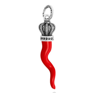 Charm corno rosso corona