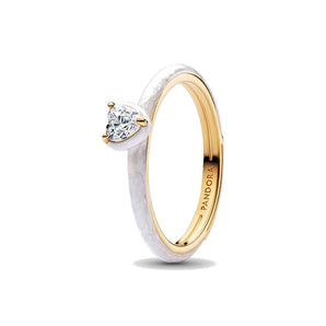 Anello White Chakra Heart Pandora MEPlaccatura in Oro 14k(Misura 54)