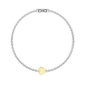 Bracciale con cuore in oro 9kt e chiusura non-reversibile