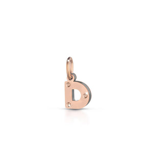 Lettera D in oro rosa e argento