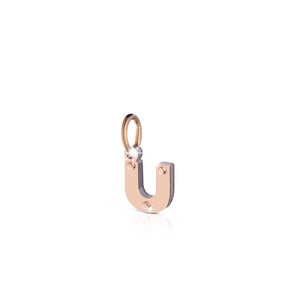 Lettera U in oro rosa e argento