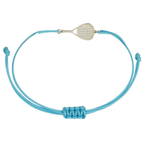 Bracciale sport padel in argento 925 bracciale cordone tecnico colore celeste unisex racchetta mm 22