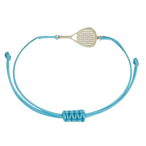 Bracciale sport padel in argento 925 bracciale cordone tecnico colore celeste unisex racchetta mm 30