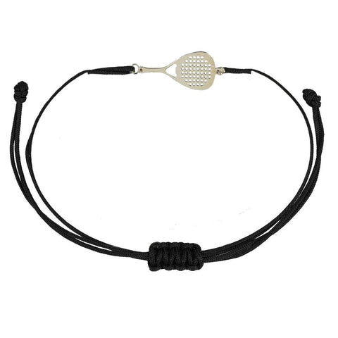 Bracciale sport padel in argento 925 bracciale cordone tecnico colore nero unisex racchetta mm 22