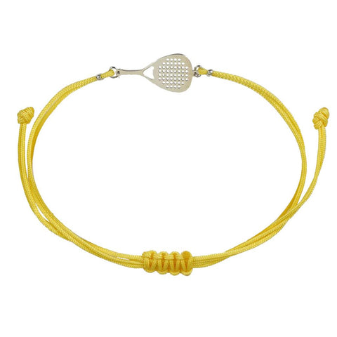 Bracciale sport padel in argento 925 bracciale cordone tecnico colore giallo unisex racchetta mm 22