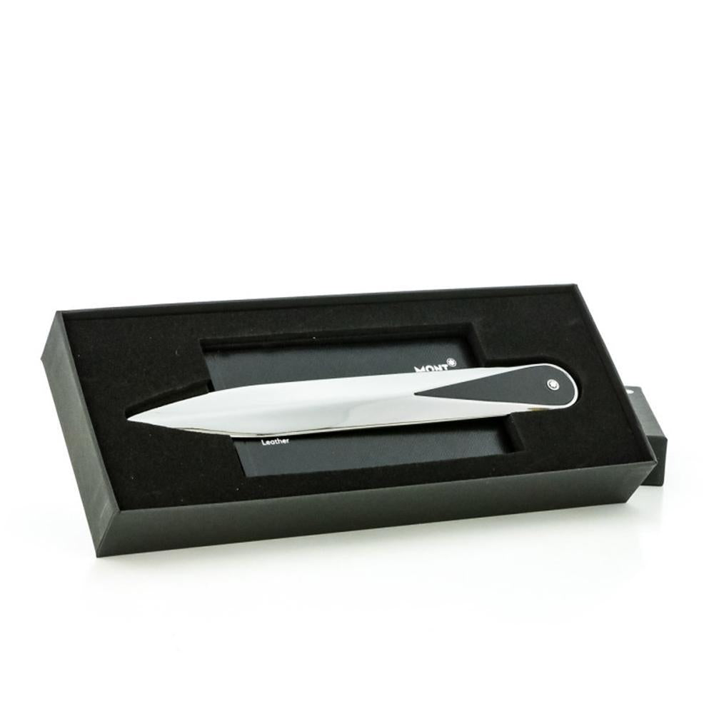 Tagliacarte montblanc con inserto in pelle nera