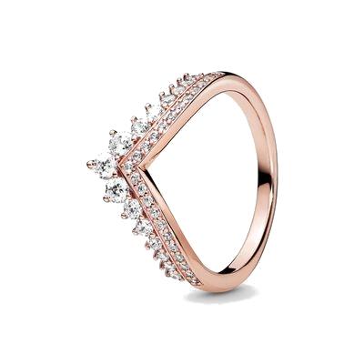 Tiara wishbone Pandora Rose ring with clear cubic zirconia (Misura 60)