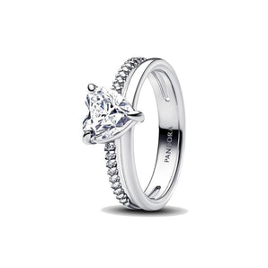 Anello Doppia Fascia con Cuore (Misura 56)