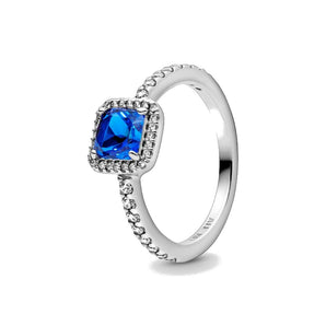 Anello Punto Luce Quadrato Blu (Misura 56)