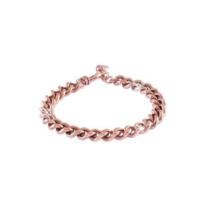 Bracciale unoaerre con catena grumetta mini in bronzo dorato rosa