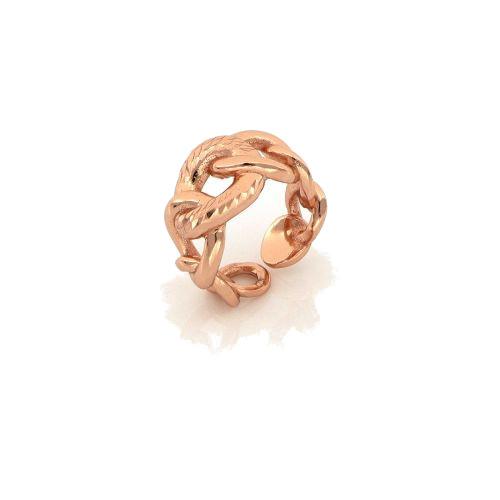 Anello unoaerre in bronzo dorato rosa