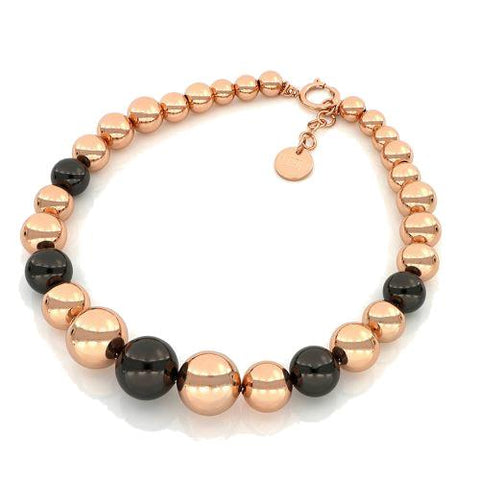 Collana Unoaerre in bronzo dorato rosa e nero