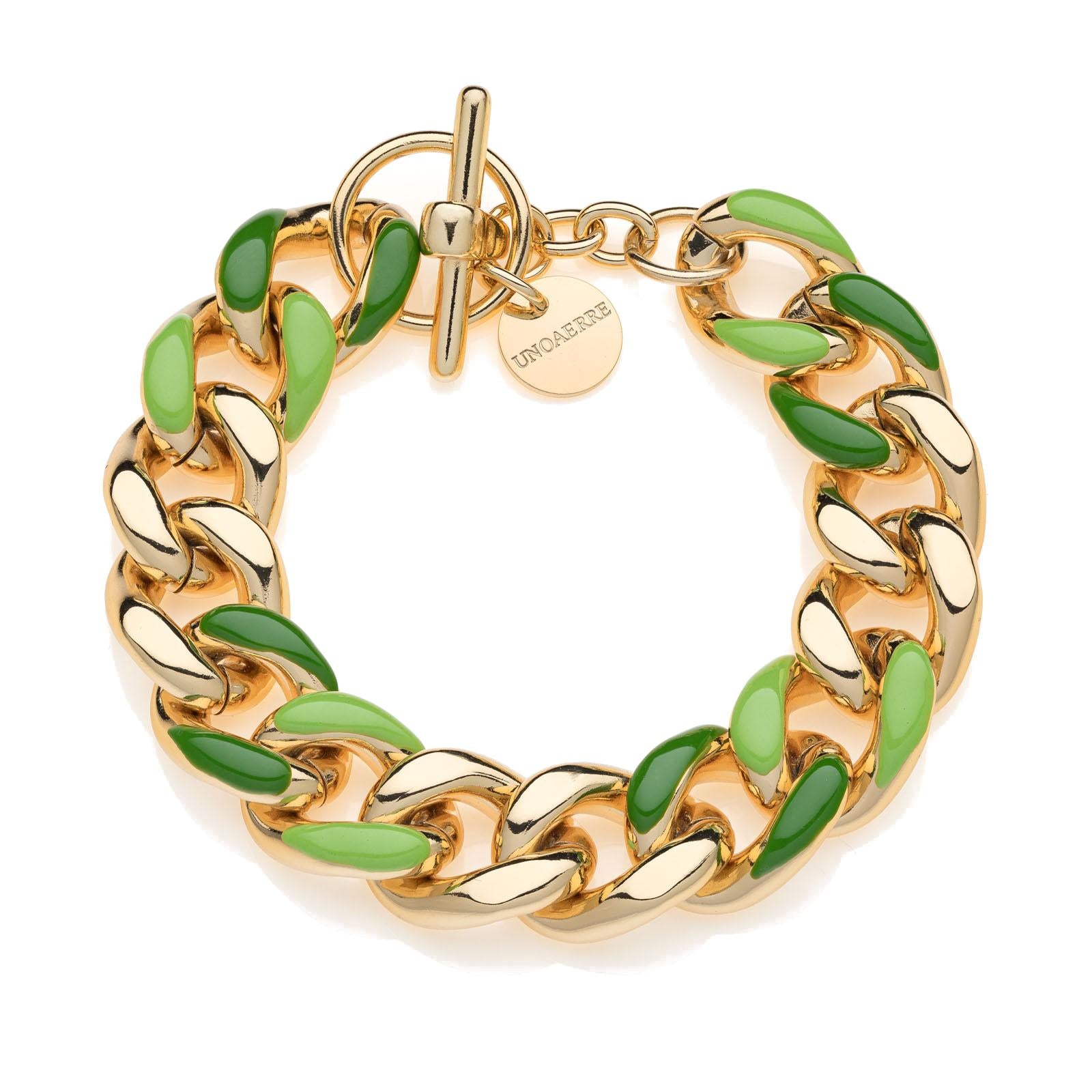 Bracciale Unoaerre groumette con smalto verde