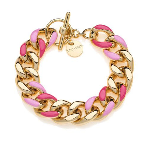 Bracciale Unoaerre groumette con smalto fucsia e rosa