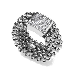 Anello Unoaerre in argento bianco Chicco con zirconi