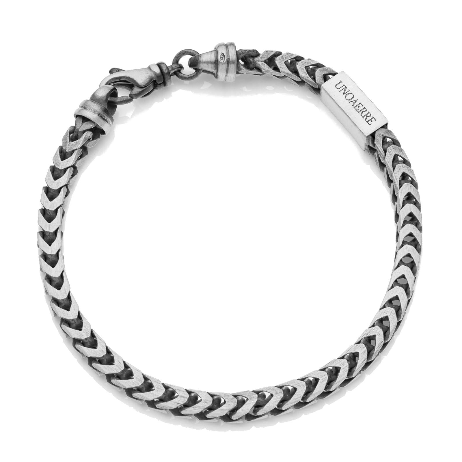 Bracciale in argento brunito catena franco da uomo Unoaerre