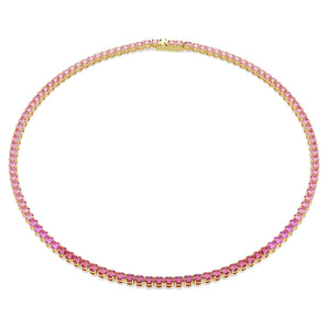 Collana Tennis Matrix Taglio Round, Rosa, Placcato color oro