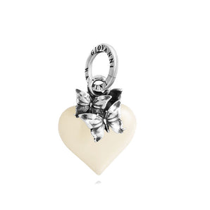 Charm cuore farfalle avorio