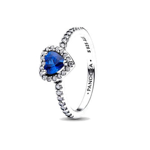 Anello Cuore in Rilievo Blu Intenso (Misura 54)