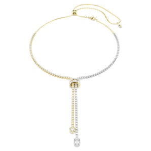 Collana a Y Hyperbola Taglio Round, Nodo, Bianco, Mix di finiture