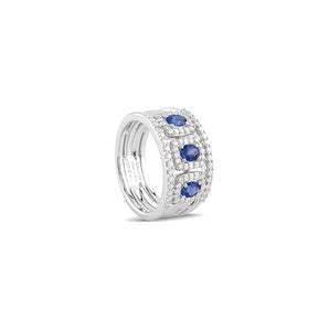 Anello in oro bianco diamanti e zaffiri