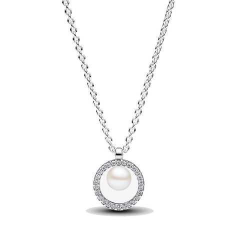 Collana con Perla d'Acqua Dolce Coltivata e Pavè Pandora