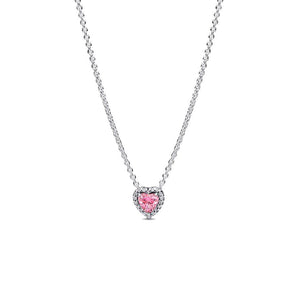 Collana Cuore in Rilievo Rosa