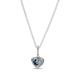Collana Pandora con Cuore, Stelle e Luna Blu scintillanti