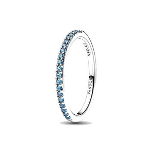 Anello Pavè Fascia Sottile Azzurro (Misura 56)
