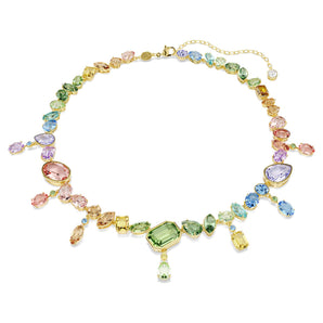 Collana Gema Taglio misto, Cristalli pendenti, Multicolore, Placcato color oro