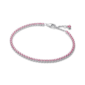 Bracciale Tennis con Pietre Rosa Piccole
Argento Sterling 925 (Misura 16 cm)