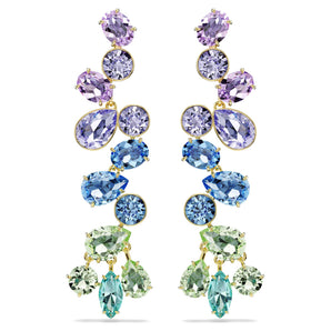 Orecchini pendenti Gema Taglio misto, Chandelier, Lunghi, Multicolore, Placcato color oro