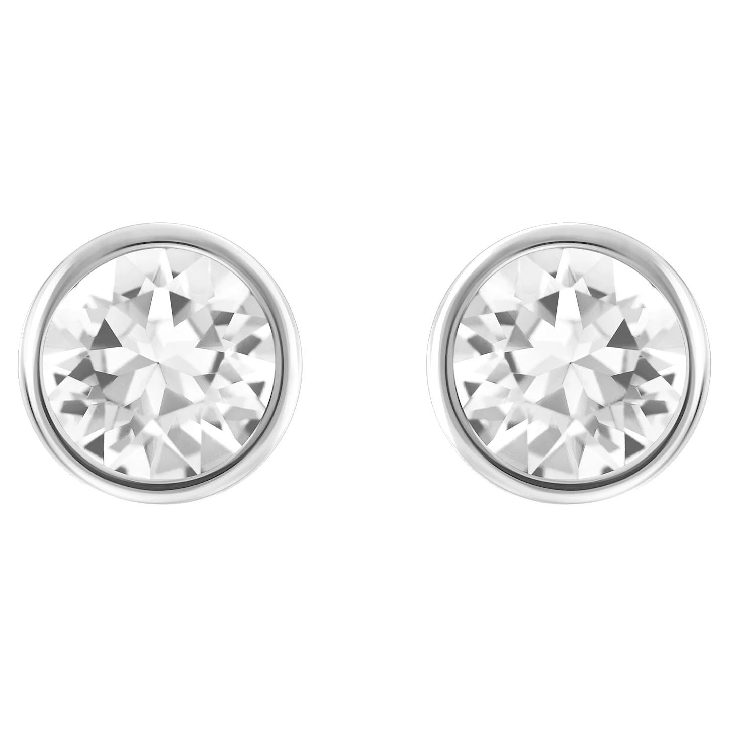 Orecchini Swarovski a lobo Solitaire Bianchi, Placcato rodio