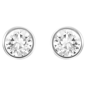 Orecchini Swarovski a lobo Solitaire Bianchi, Placcato rodio