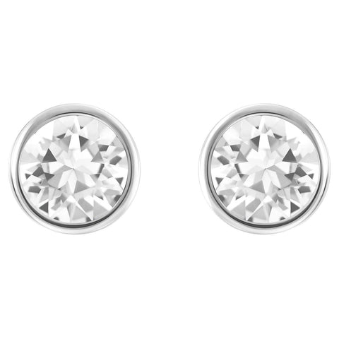 Orecchini Swarovski a lobo Solitaire Bianchi, Placcato rodio