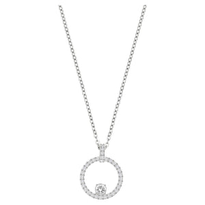 Collana Swarovski con Pendente Creativity Circle, bianco, Placcatura rodio