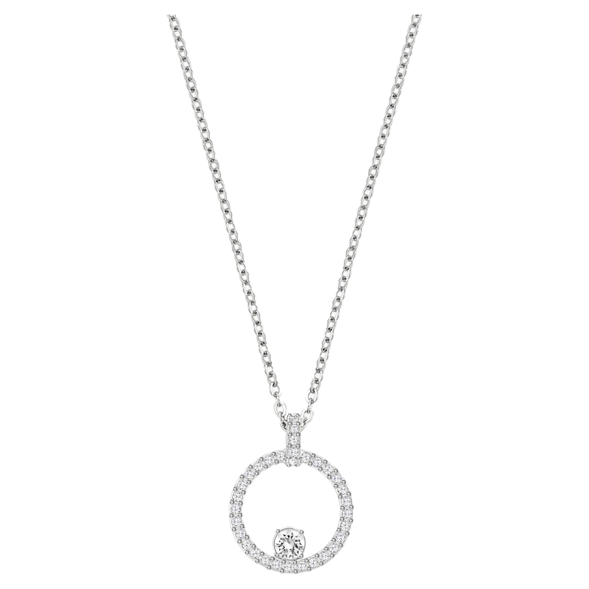 Collana Swarovski con Pendente Creativity Circle, bianco, Placcatura rodio