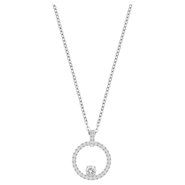 Collana Swarovski con Pendente Creativity Circle, bianco, Placcatura rodio