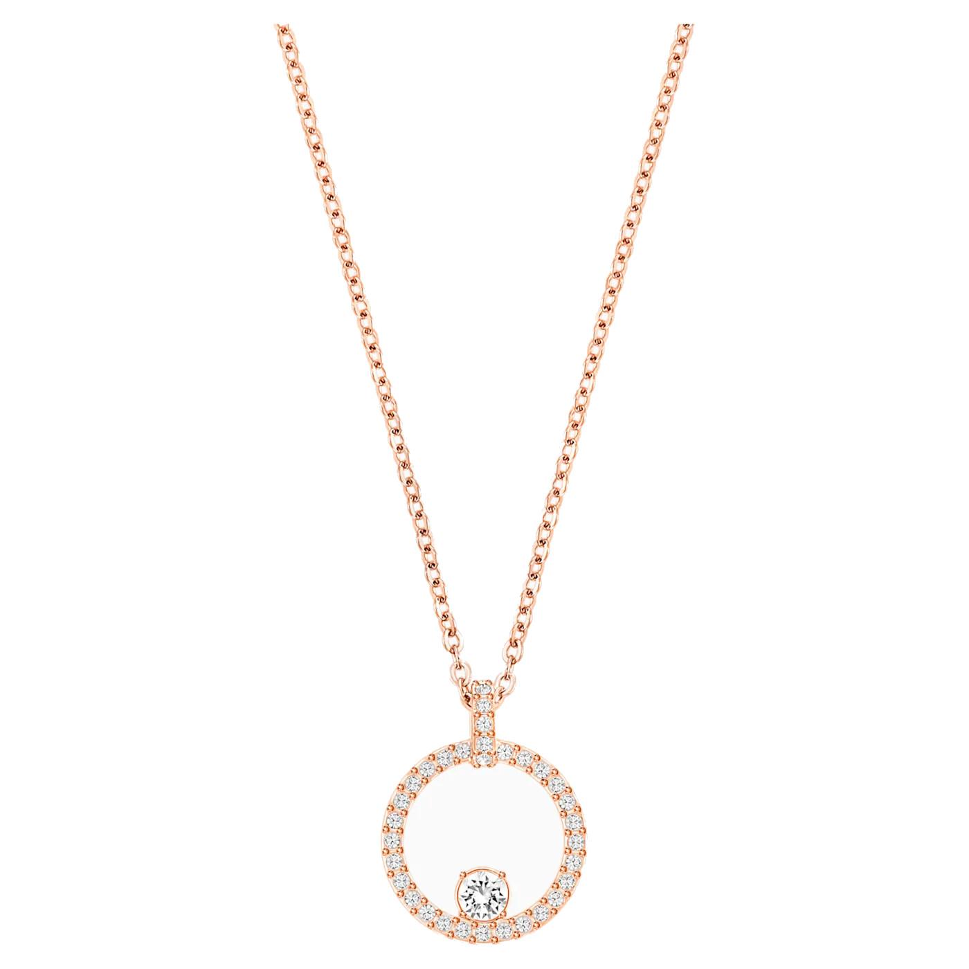 Collana Swarovski con Pendente Creativity Circle, bianco, Placcato oro rosa