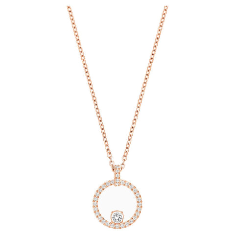 Collana Swarovski con Pendente Creativity Circle, bianco, Placcato oro rosa