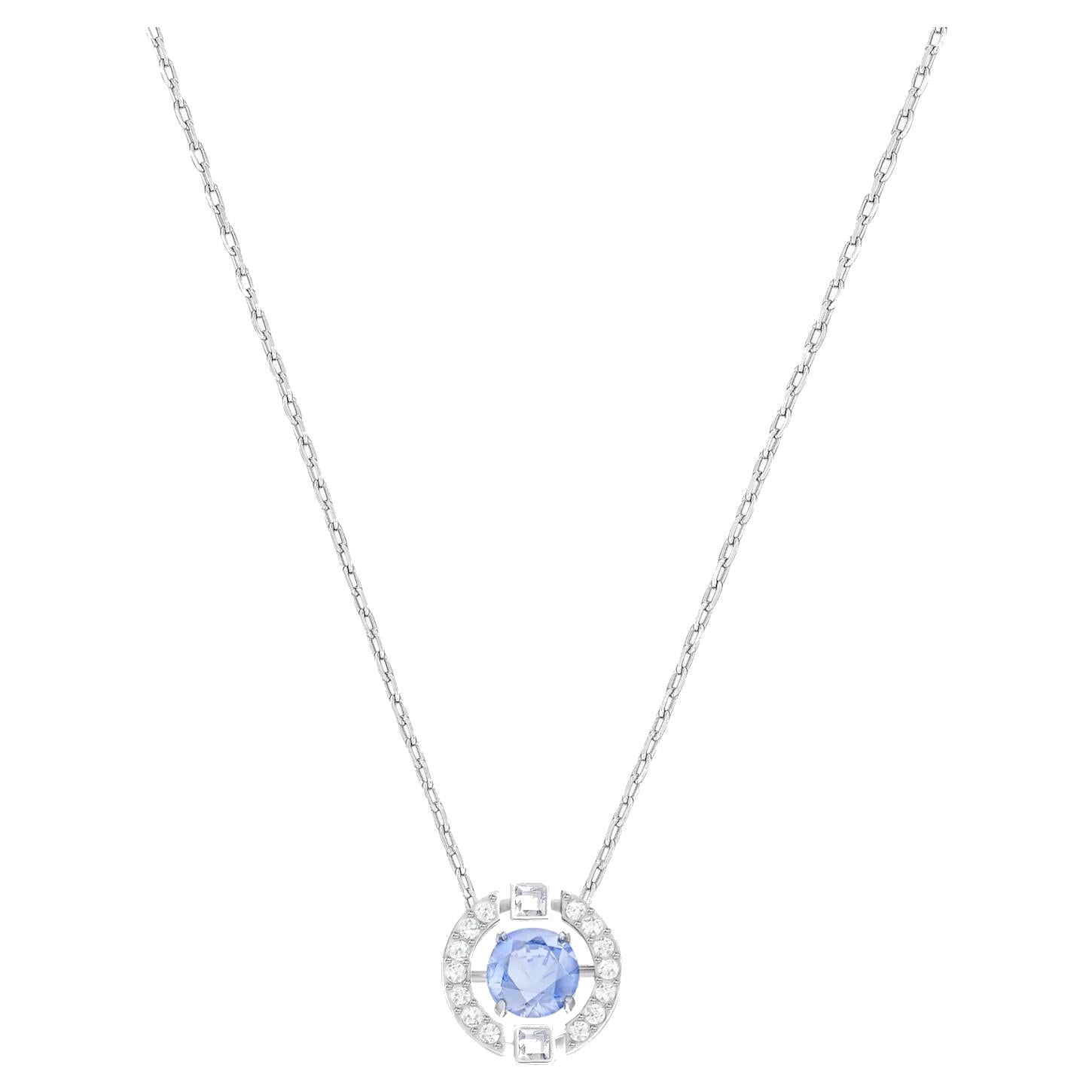 Collana Swarovski Sparkling Dance Round, azzurro, Placcatura rodio