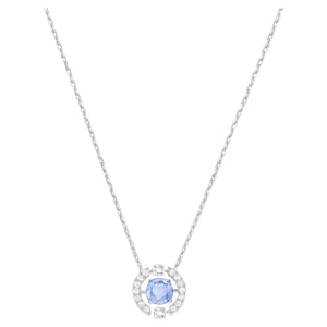 Collana Swarovski Sparkling Dance Round, azzurro, Placcatura rodio