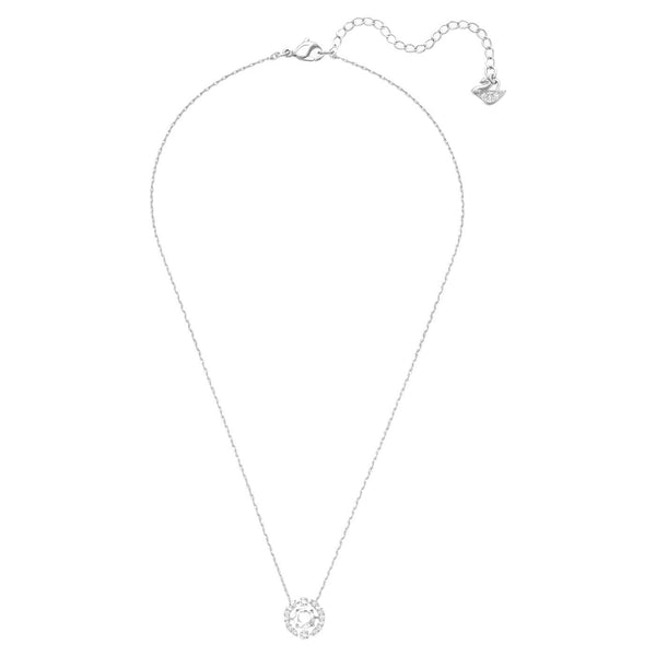 Collana Swarovski Sparkling Dance Round, bianco, Placcatura rodio