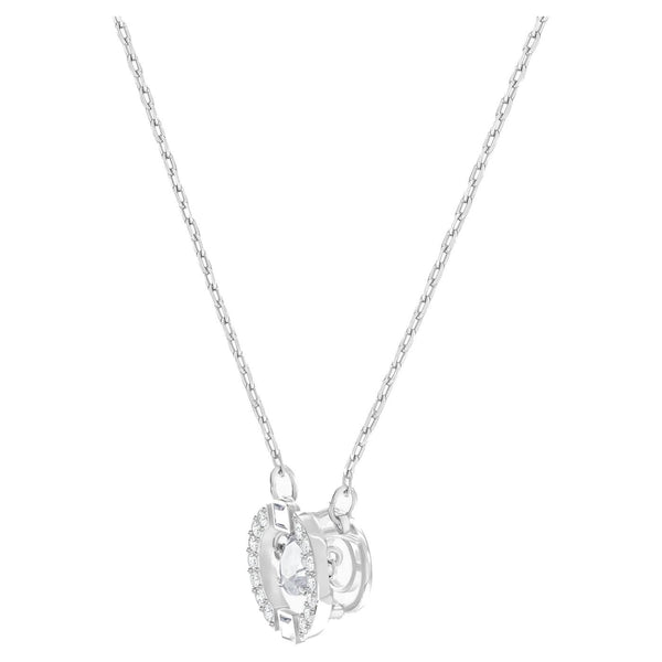 Collana Swarovski Sparkling Dance Round, bianco, Placcatura rodio